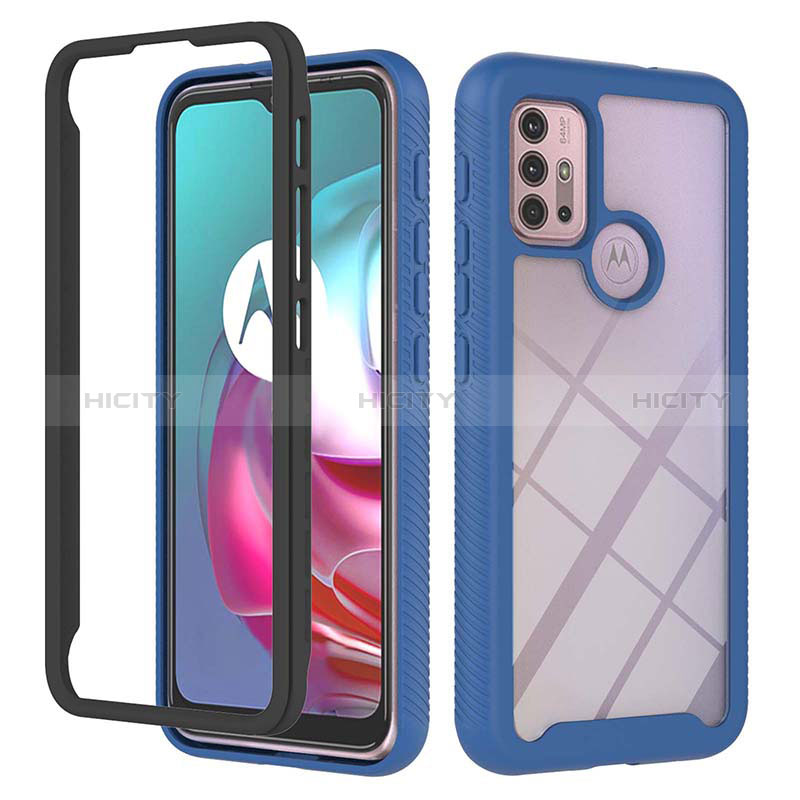 Custodia Silicone Trasparente Laterale 360 Gradi Cover YB2 per Motorola Moto G20 Blu