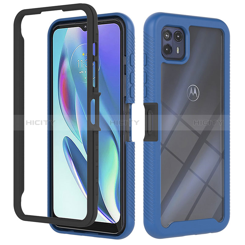 Custodia Silicone Trasparente Laterale 360 Gradi Cover YB2 per Motorola Moto G50 5G Blu