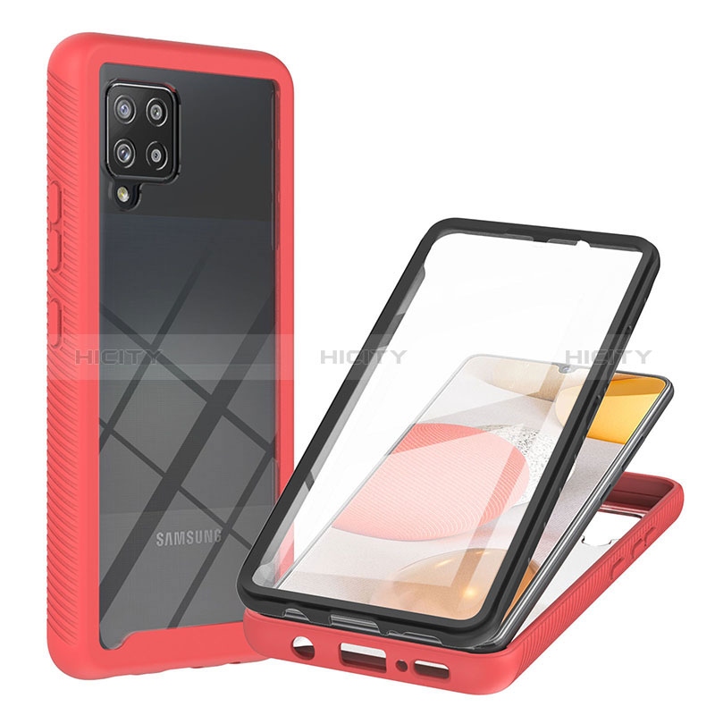 Custodia Silicone Trasparente Laterale 360 Gradi Cover YB2 per Samsung Galaxy A42 5G Rosso