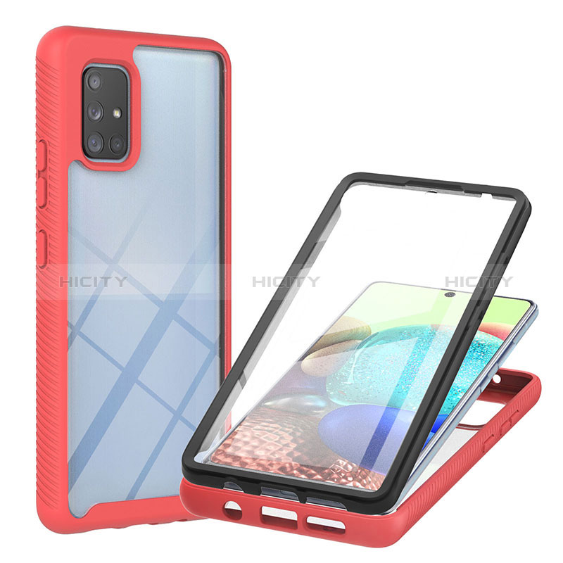 Custodia Silicone Trasparente Laterale 360 Gradi Cover YB2 per Samsung Galaxy A71 5G Rosso