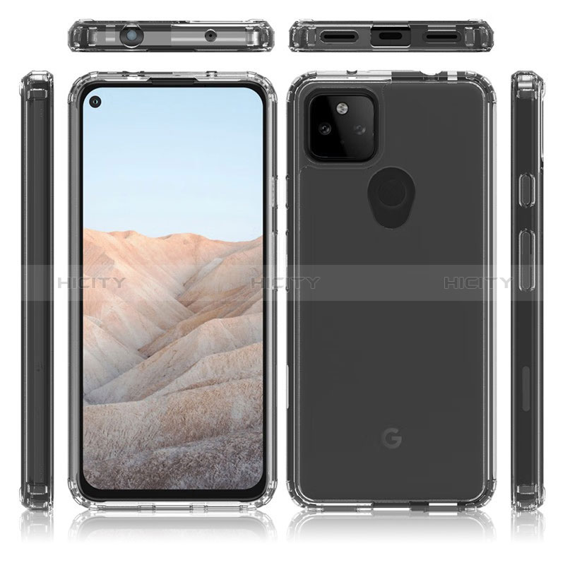 Custodia Silicone Trasparente Laterale 360 Gradi Cover Z01J per Google Pixel 5a 5G Chiaro