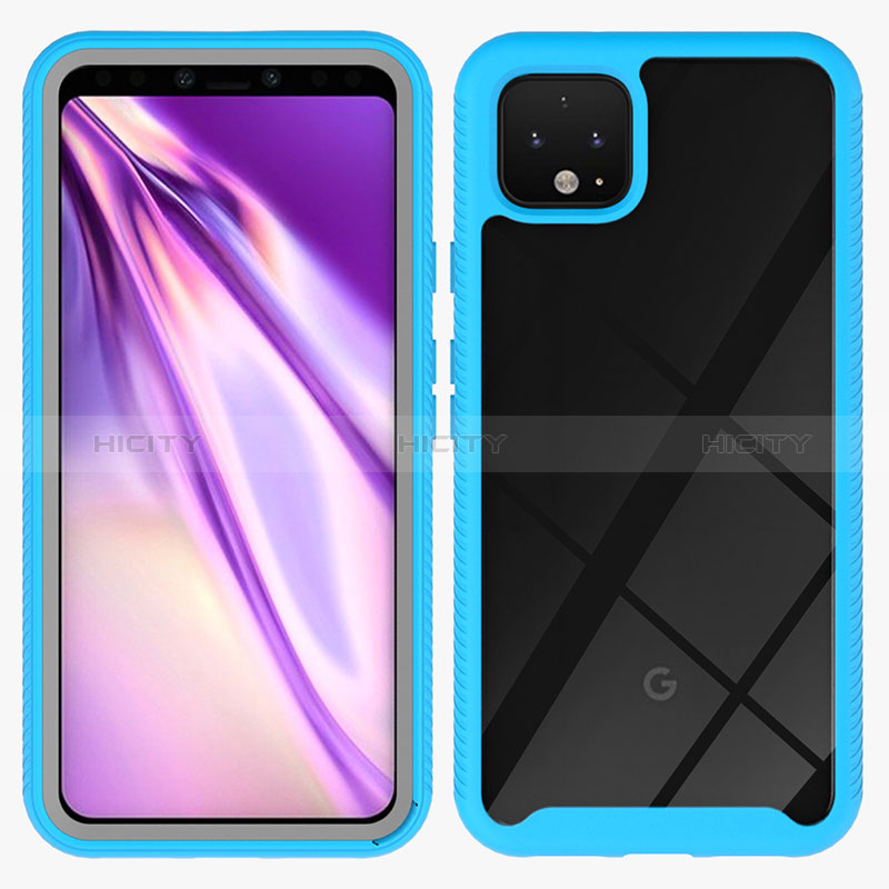 Custodia Silicone Trasparente Laterale 360 Gradi Cover ZJ1 per Google Pixel 4 Cielo Blu