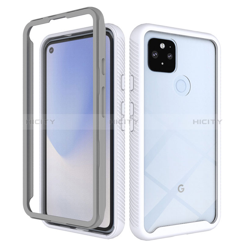 Custodia Silicone Trasparente Laterale 360 Gradi Cover ZJ1 per Google Pixel 5 XL 5G Bianco