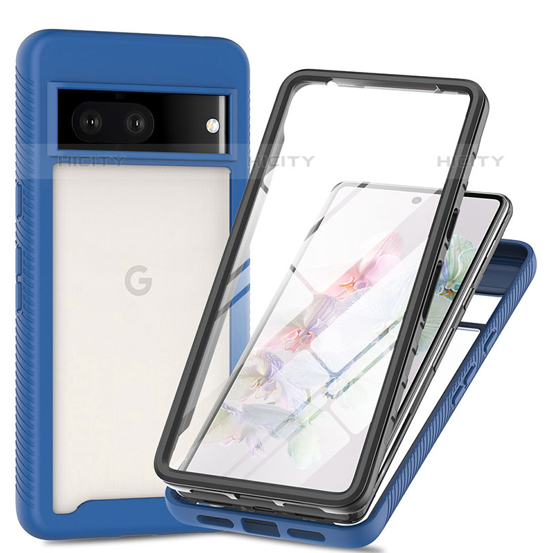 Custodia Silicone Trasparente Laterale 360 Gradi Cover ZJ1 per Google Pixel 7 5G Blu