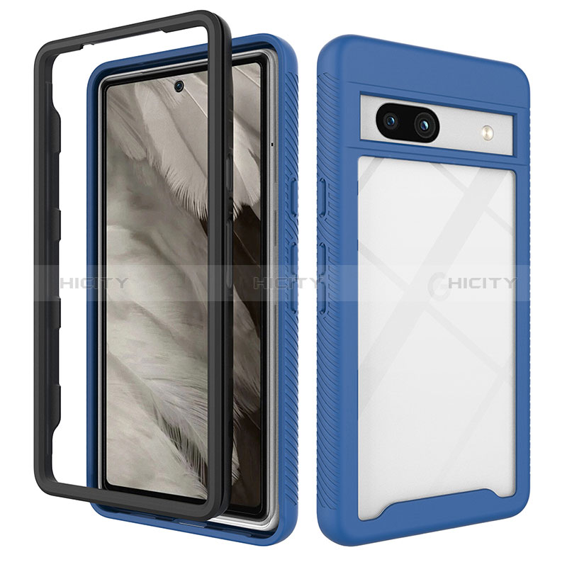 Custodia Silicone Trasparente Laterale 360 Gradi Cover ZJ1 per Google Pixel 7a 5G Blu