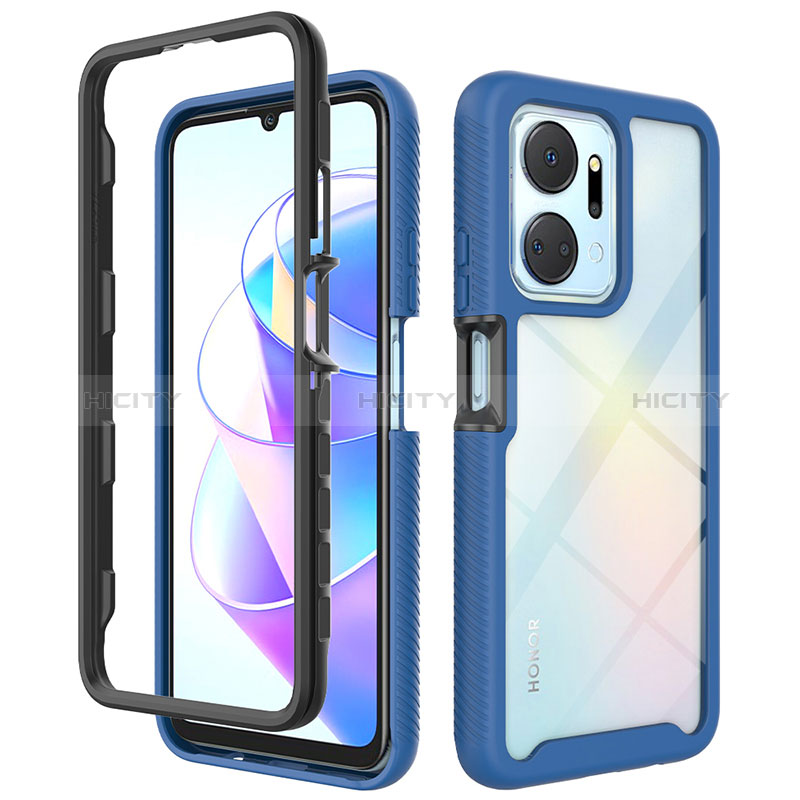 Custodia Silicone Trasparente Laterale 360 Gradi Cover ZJ1 per Huawei Honor X7a Blu