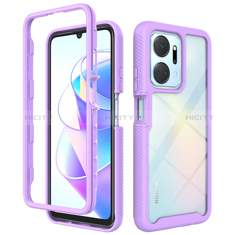 Custodia Silicone Trasparente Laterale 360 Gradi Cover ZJ1 per Huawei Honor X7a Lavanda