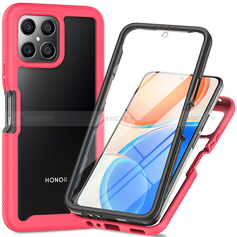 Custodia Silicone Trasparente Laterale 360 Gradi Cover ZJ1 per Huawei Honor X8 4G Rosa Caldo