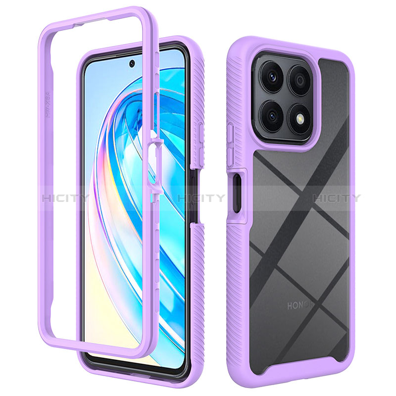 Custodia Silicone Trasparente Laterale 360 Gradi Cover ZJ1 per Huawei Honor X8a 4G Lavanda