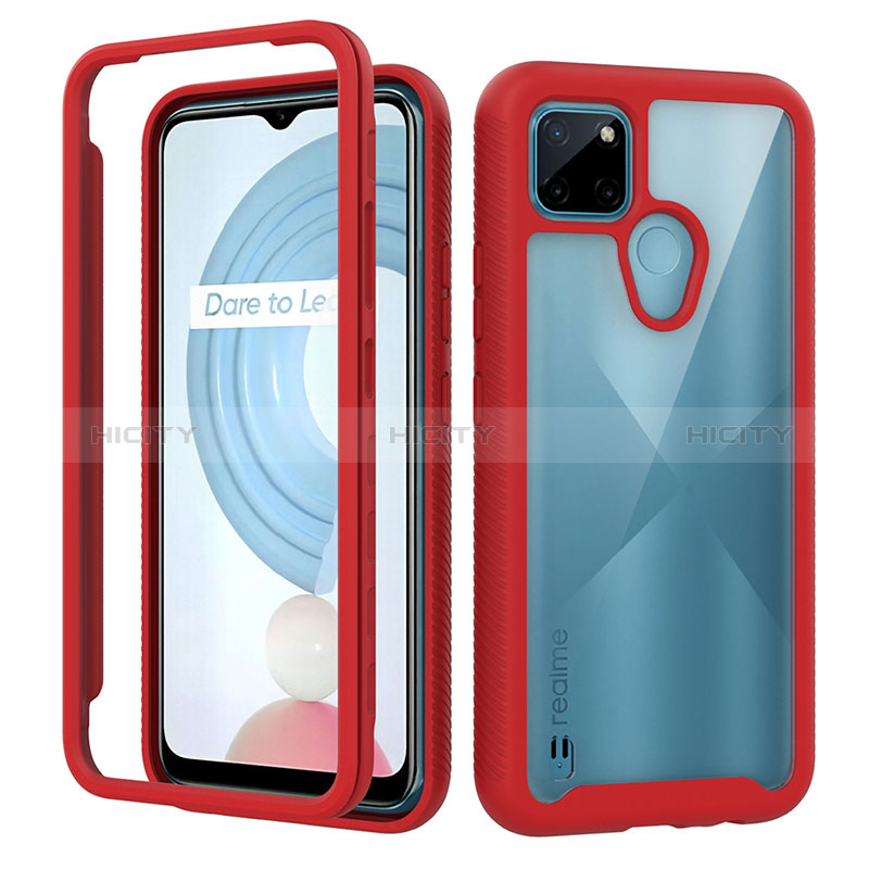 Custodia Silicone Trasparente Laterale 360 Gradi Cover ZJ1 per Realme C21Y Rosso