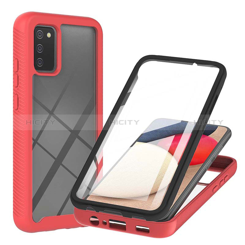 Custodia Silicone Trasparente Laterale 360 Gradi Cover ZJ1 per Samsung Galaxy A02s Rosso