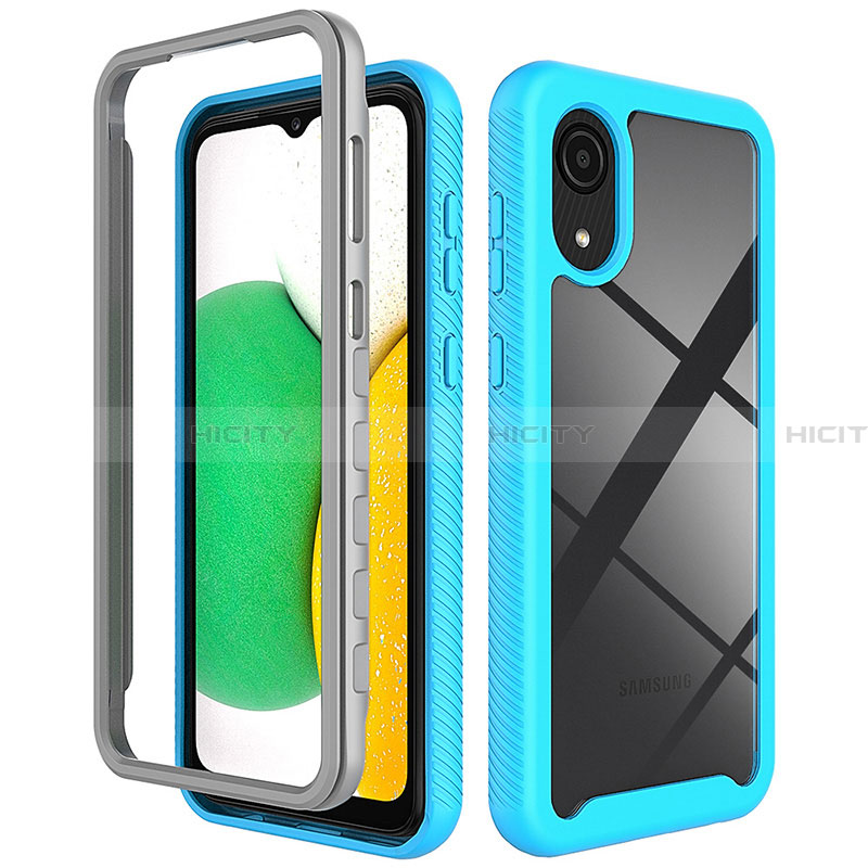 Custodia Silicone Trasparente Laterale 360 Gradi Cover ZJ1 per Samsung Galaxy A03 Core Cielo Blu