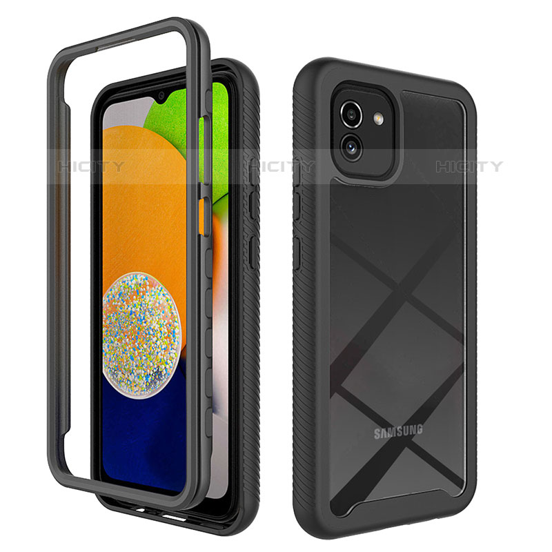 Custodia Silicone Trasparente Laterale 360 Gradi Cover ZJ1 per Samsung Galaxy A03 Nero