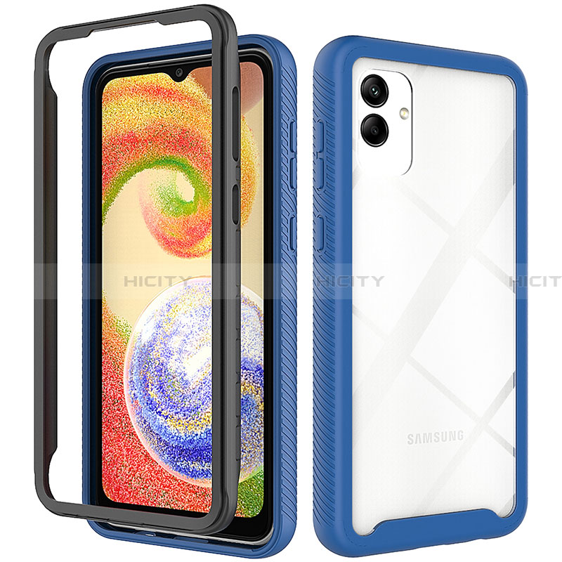 Custodia Silicone Trasparente Laterale 360 Gradi Cover ZJ1 per Samsung Galaxy A04 4G Blu