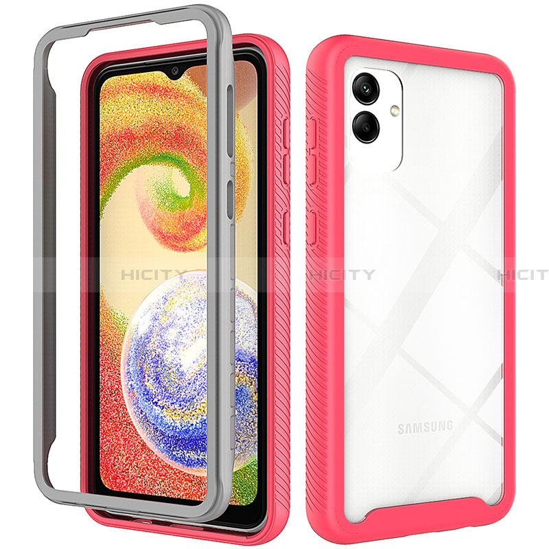 Custodia Silicone Trasparente Laterale 360 Gradi Cover ZJ1 per Samsung Galaxy A04 4G Rosa Caldo