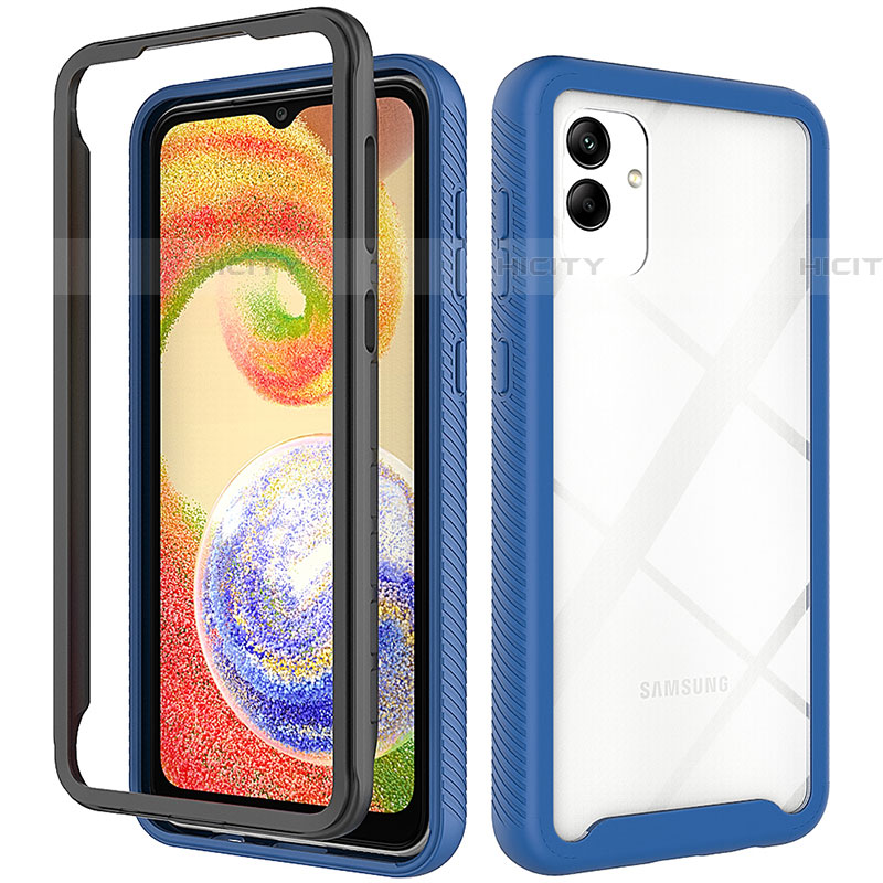 Custodia Silicone Trasparente Laterale 360 Gradi Cover ZJ1 per Samsung Galaxy A04E Blu