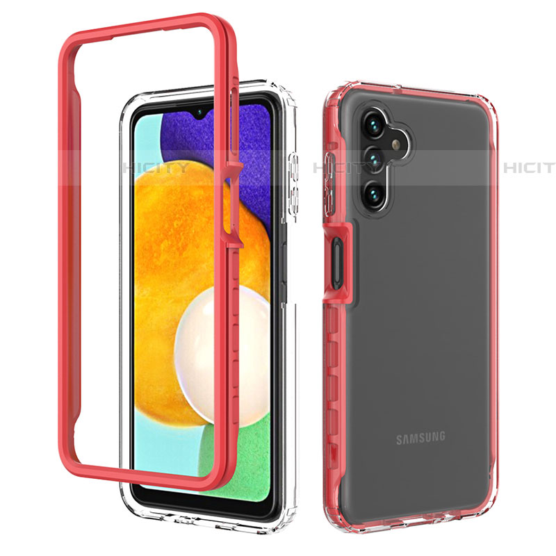 Custodia Silicone Trasparente Laterale 360 Gradi Cover ZJ1 per Samsung Galaxy A04s Rosso