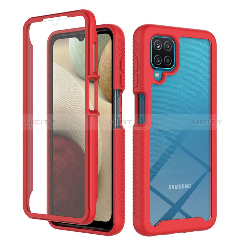 Custodia Silicone Trasparente Laterale 360 Gradi Cover ZJ1 per Samsung Galaxy A12 Nacho Rosso