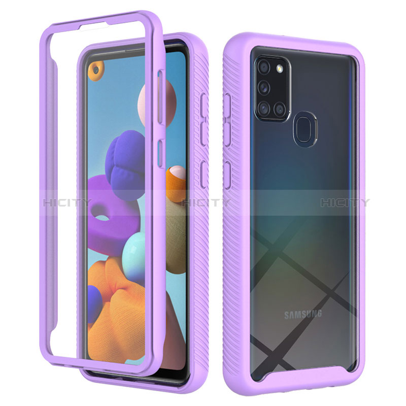 Custodia Silicone Trasparente Laterale 360 Gradi Cover ZJ1 per Samsung Galaxy A21s Lavanda