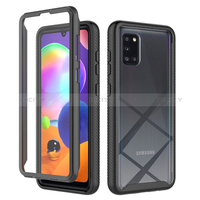 Custodia Silicone Trasparente Laterale 360 Gradi Cover ZJ1 per Samsung Galaxy A31 Nero