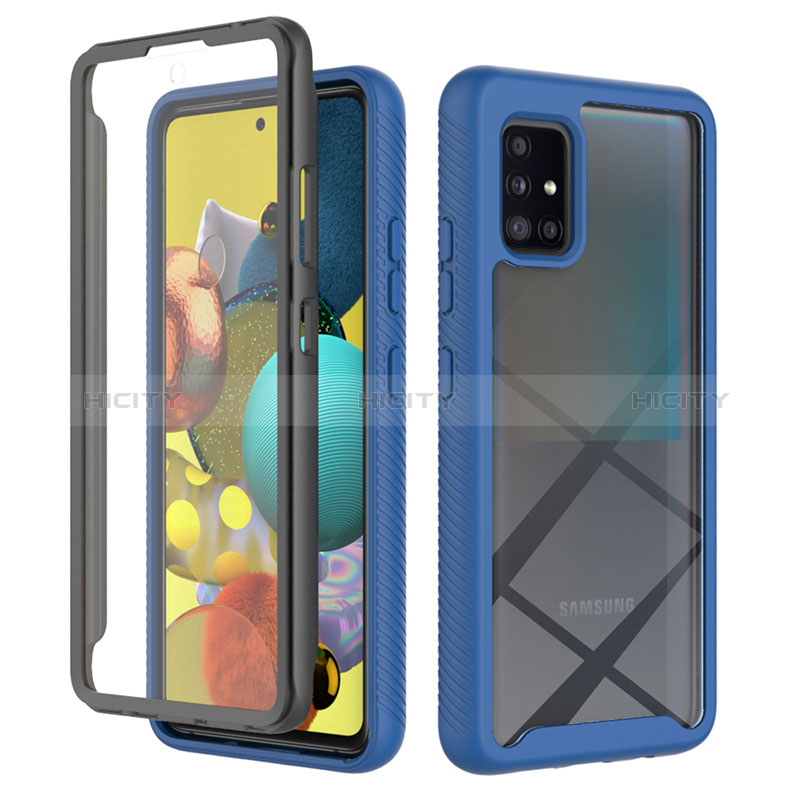 Custodia Silicone Trasparente Laterale 360 Gradi Cover ZJ1 per Samsung Galaxy A51 5G Blu