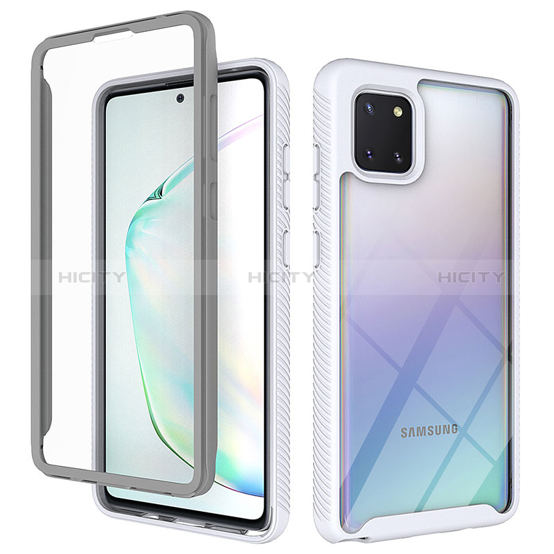 Custodia Silicone Trasparente Laterale 360 Gradi Cover ZJ1 per Samsung Galaxy A81 Bianco