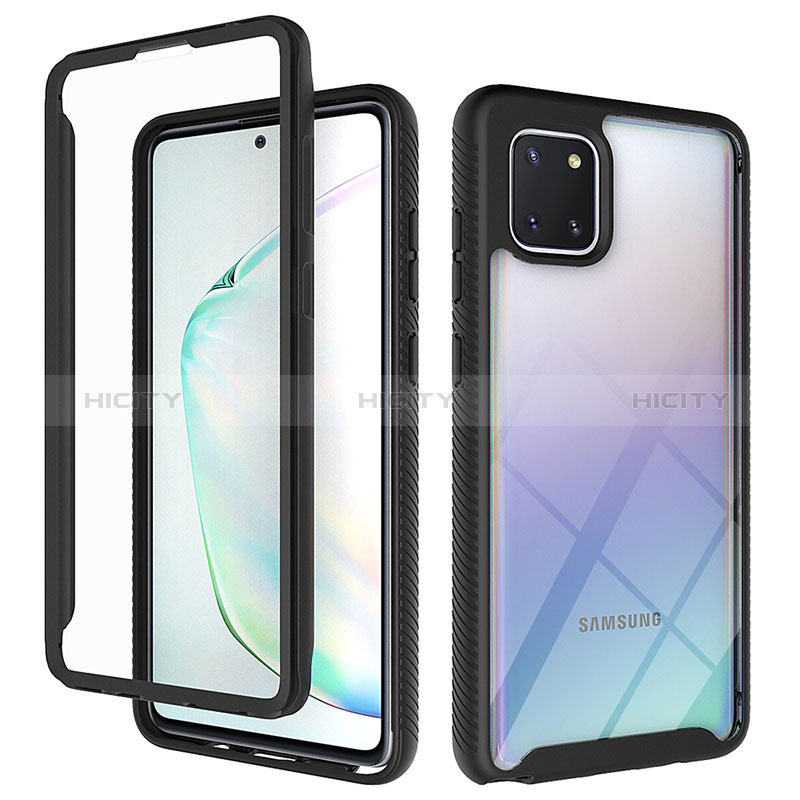 Custodia Silicone Trasparente Laterale 360 Gradi Cover ZJ1 per Samsung Galaxy A81 Nero