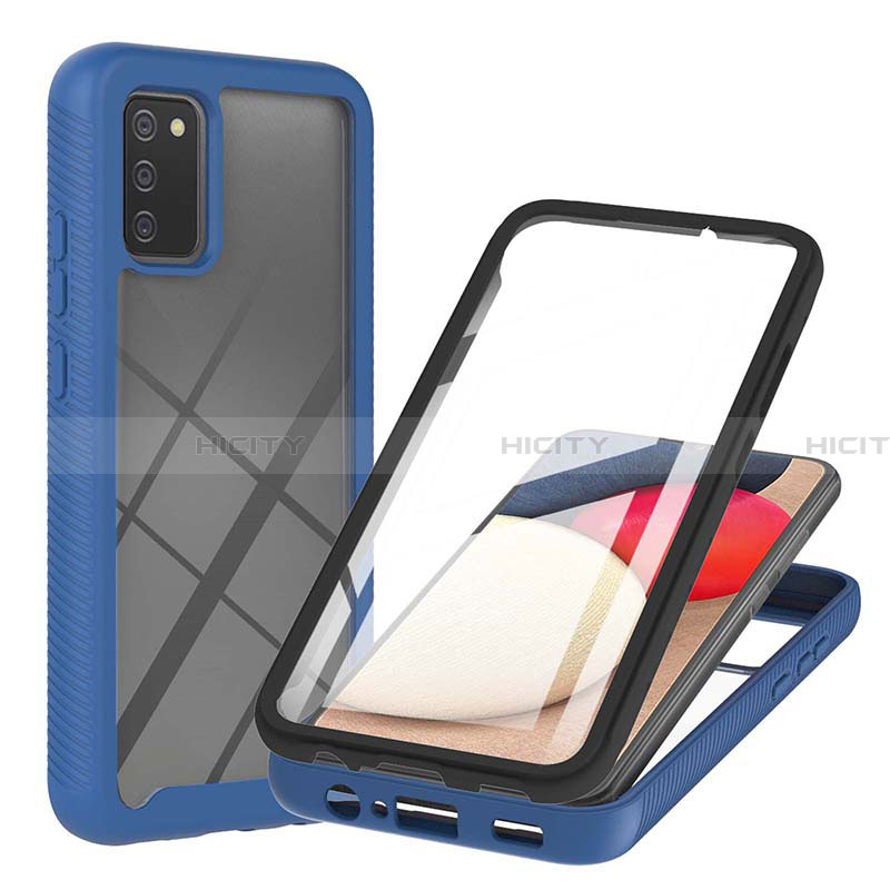 Custodia Silicone Trasparente Laterale 360 Gradi Cover ZJ1 per Samsung Galaxy F02S SM-E025F Blu