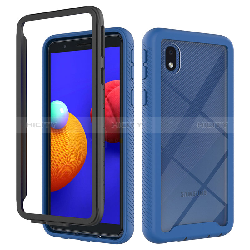 Custodia Silicone Trasparente Laterale 360 Gradi Cover ZJ1 per Samsung Galaxy M01 Core Blu