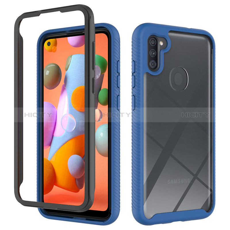 Custodia Silicone Trasparente Laterale 360 Gradi Cover ZJ1 per Samsung Galaxy M11 Blu