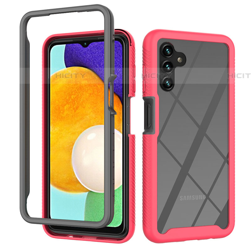 Custodia Silicone Trasparente Laterale 360 Gradi Cover ZJ2 per Samsung Galaxy A04s Rosa Caldo