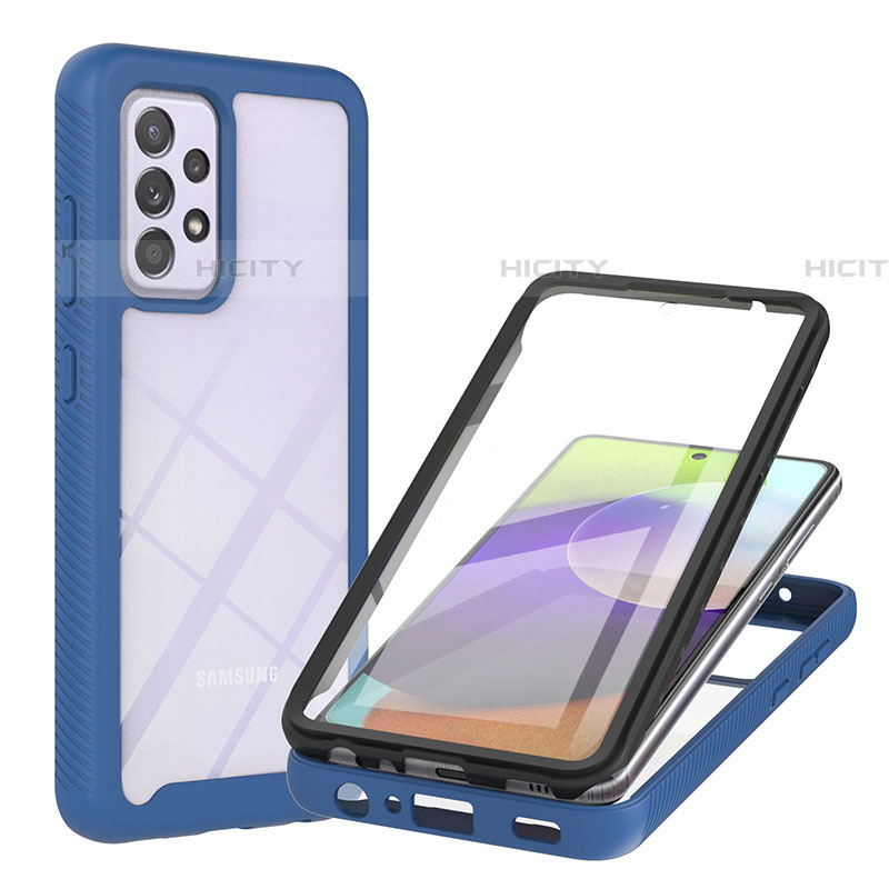 Custodia Silicone Trasparente Laterale 360 Gradi Cover ZJ2 per Samsung Galaxy A52 4G Blu