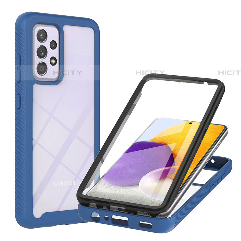 Custodia Silicone Trasparente Laterale 360 Gradi Cover ZJ2 per Samsung Galaxy A72 4G Blu