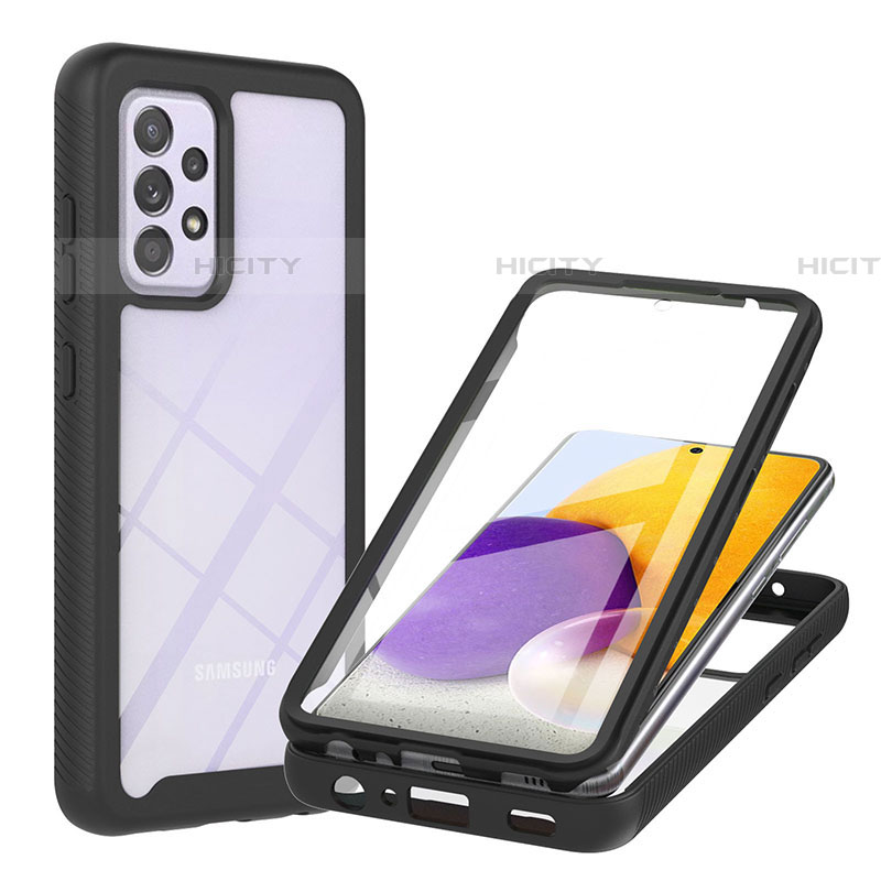 Custodia Silicone Trasparente Laterale 360 Gradi Cover ZJ2 per Samsung Galaxy A72 4G Nero