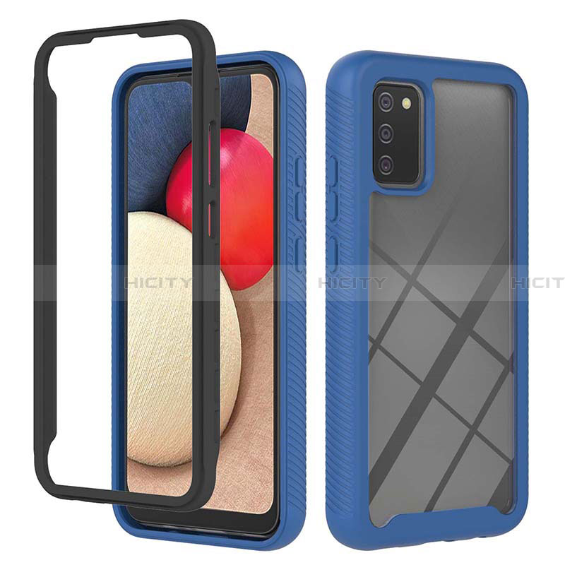 Custodia Silicone Trasparente Laterale 360 Gradi Cover ZJ2 per Samsung Galaxy F02S SM-E025F Blu