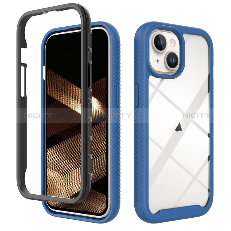 Custodia Silicone Trasparente Laterale 360 Gradi Cover ZJ3 per Apple iPhone 14 Blu