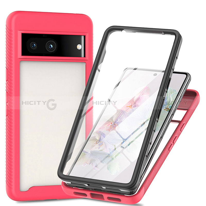 Custodia Silicone Trasparente Laterale 360 Gradi Cover ZJ3 per Google Pixel 7a 5G Rosa Caldo