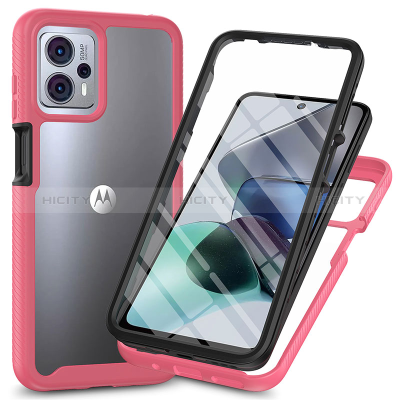 Custodia Silicone Trasparente Laterale 360 Gradi Cover ZJ3 per Motorola Moto G13 Rosa Caldo