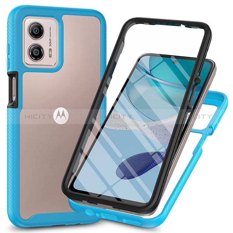 Custodia Silicone Trasparente Laterale 360 Gradi Cover ZJ3 per Motorola Moto G53 5G Cielo Blu