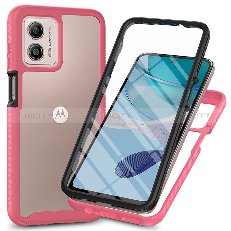 Custodia Silicone Trasparente Laterale 360 Gradi Cover ZJ3 per Motorola Moto G53 5G Rosa Caldo