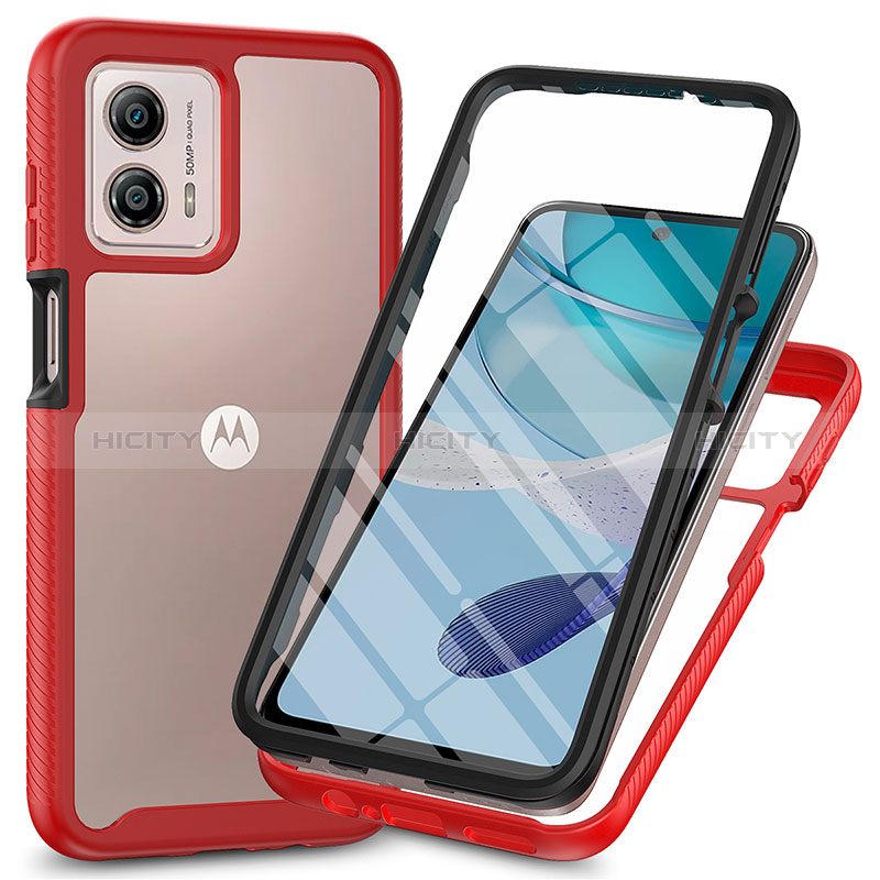 Custodia Silicone Trasparente Laterale 360 Gradi Cover ZJ3 per Motorola Moto G53 5G Rosso