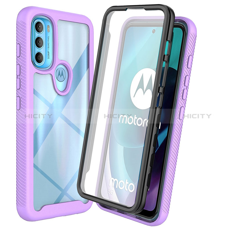 Custodia Silicone Trasparente Laterale 360 Gradi Cover ZJ3 per Motorola Moto G71 5G Viola