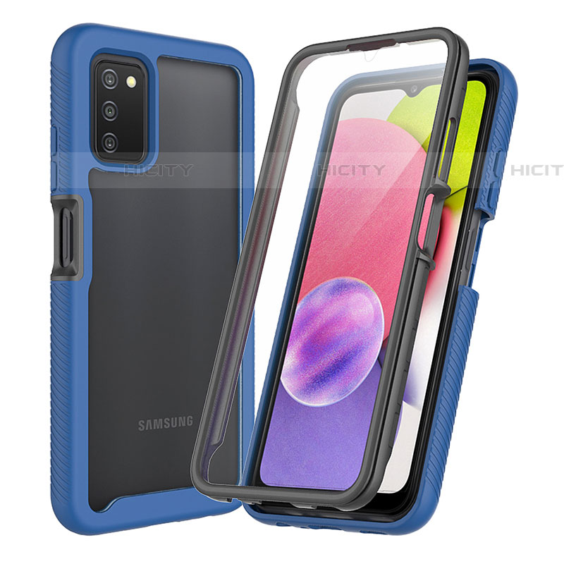 Custodia Silicone Trasparente Laterale 360 Gradi Cover ZJ3 per Samsung Galaxy A03s Blu