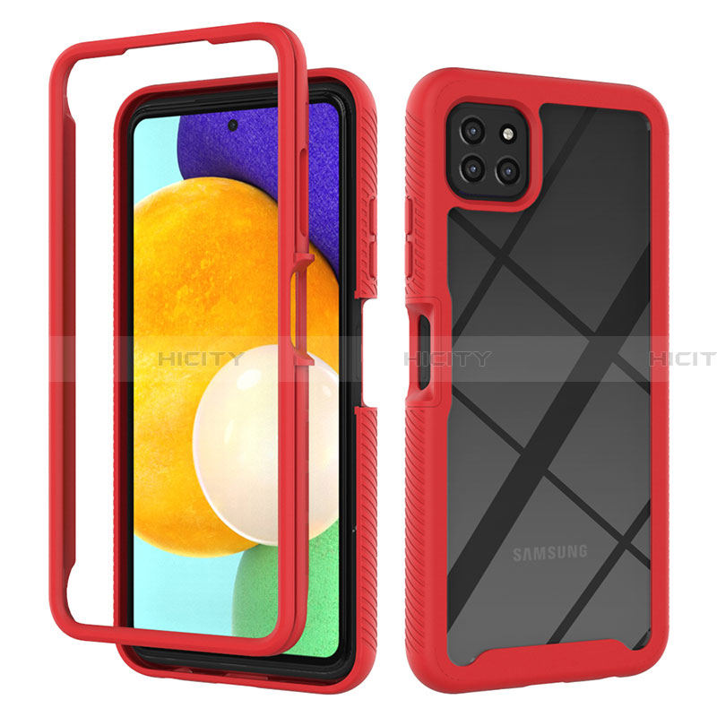 Custodia Silicone Trasparente Laterale 360 Gradi Cover ZJ3 per Samsung Galaxy A22 5G Rosso