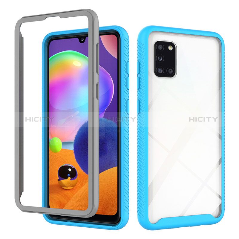 Custodia Silicone Trasparente Laterale 360 Gradi Cover ZJ3 per Samsung Galaxy A31 Cielo Blu