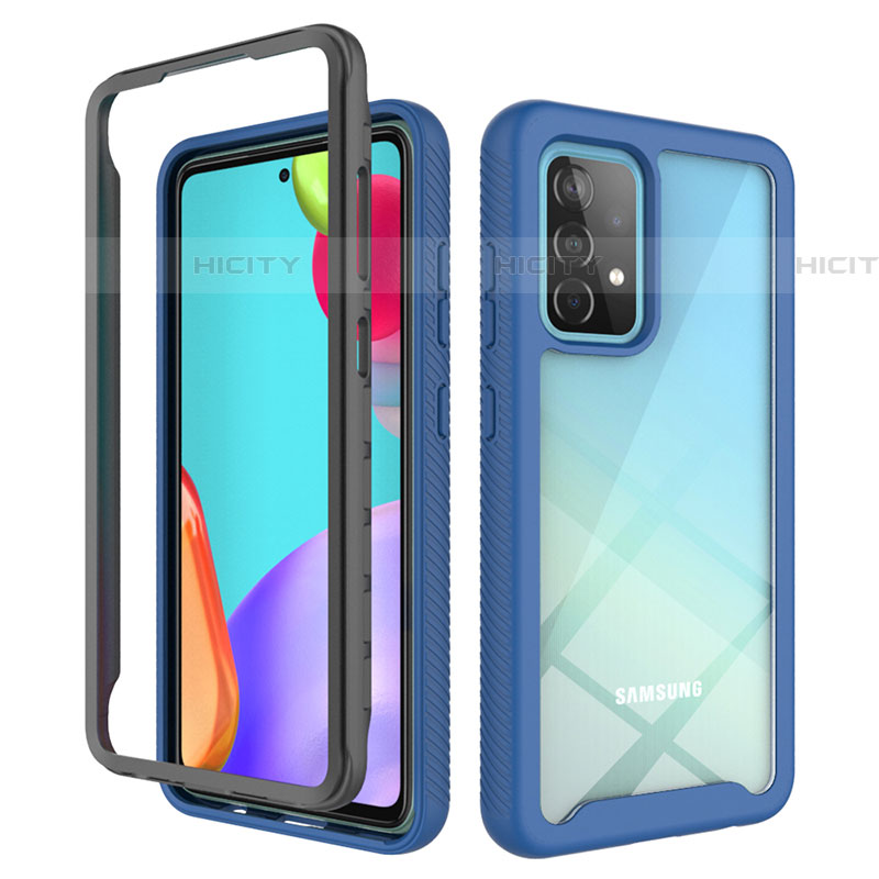 Custodia Silicone Trasparente Laterale 360 Gradi Cover ZJ3 per Samsung Galaxy A52 4G Blu