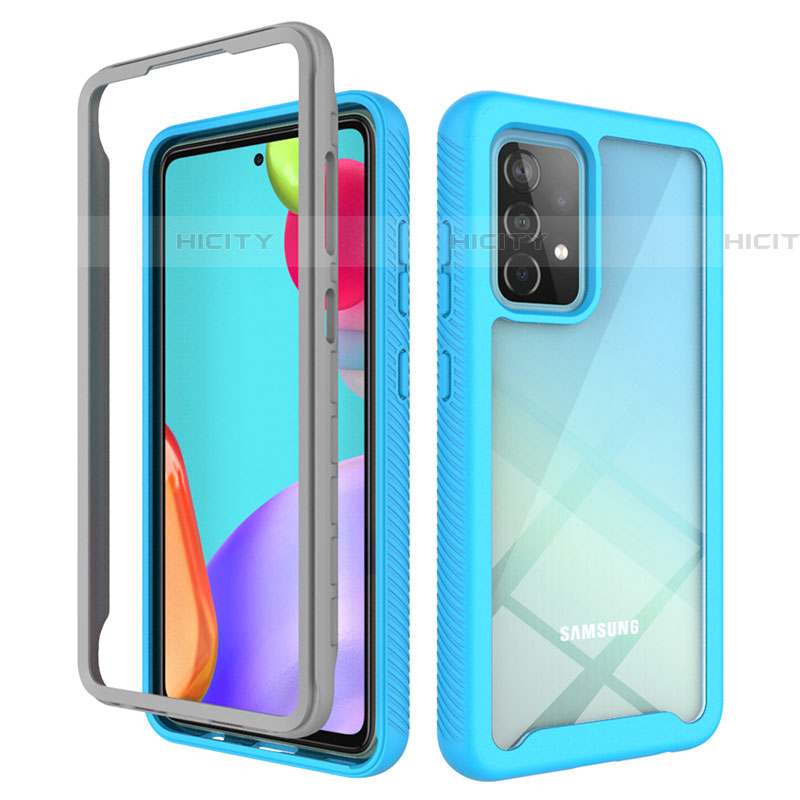 Custodia Silicone Trasparente Laterale 360 Gradi Cover ZJ3 per Samsung Galaxy A52 5G Cielo Blu