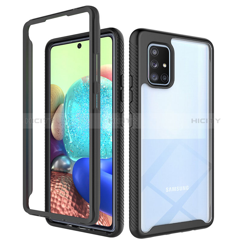 Custodia Silicone Trasparente Laterale 360 Gradi Cover ZJ3 per Samsung Galaxy A71 4G A715 Nero