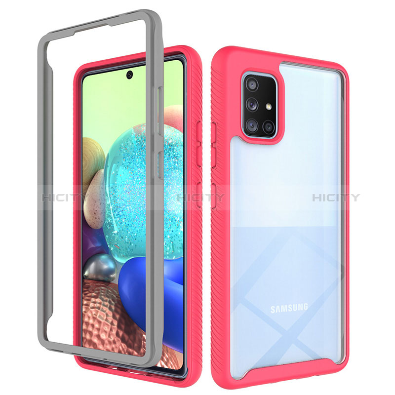 Custodia Silicone Trasparente Laterale 360 Gradi Cover ZJ3 per Samsung Galaxy A71 5G Rosa Caldo