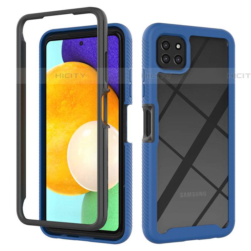 Custodia Silicone Trasparente Laterale 360 Gradi Cover ZJ3 per Samsung Galaxy F42 5G Blu